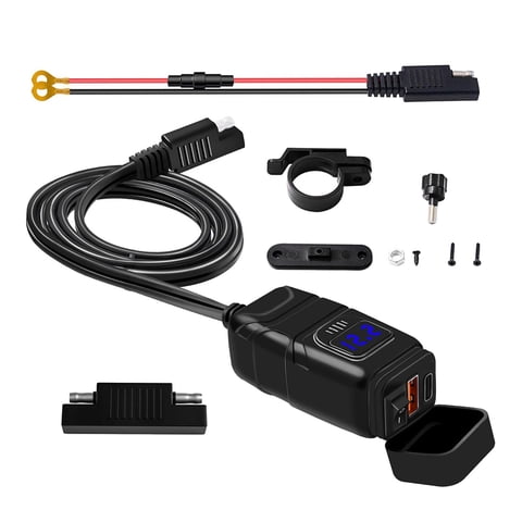Bothyi - Cargador Usb Para Motocicleta Tipo C Pd Y Qc3.0 Adaptador De Carga Rápida Sae A Usb Azul