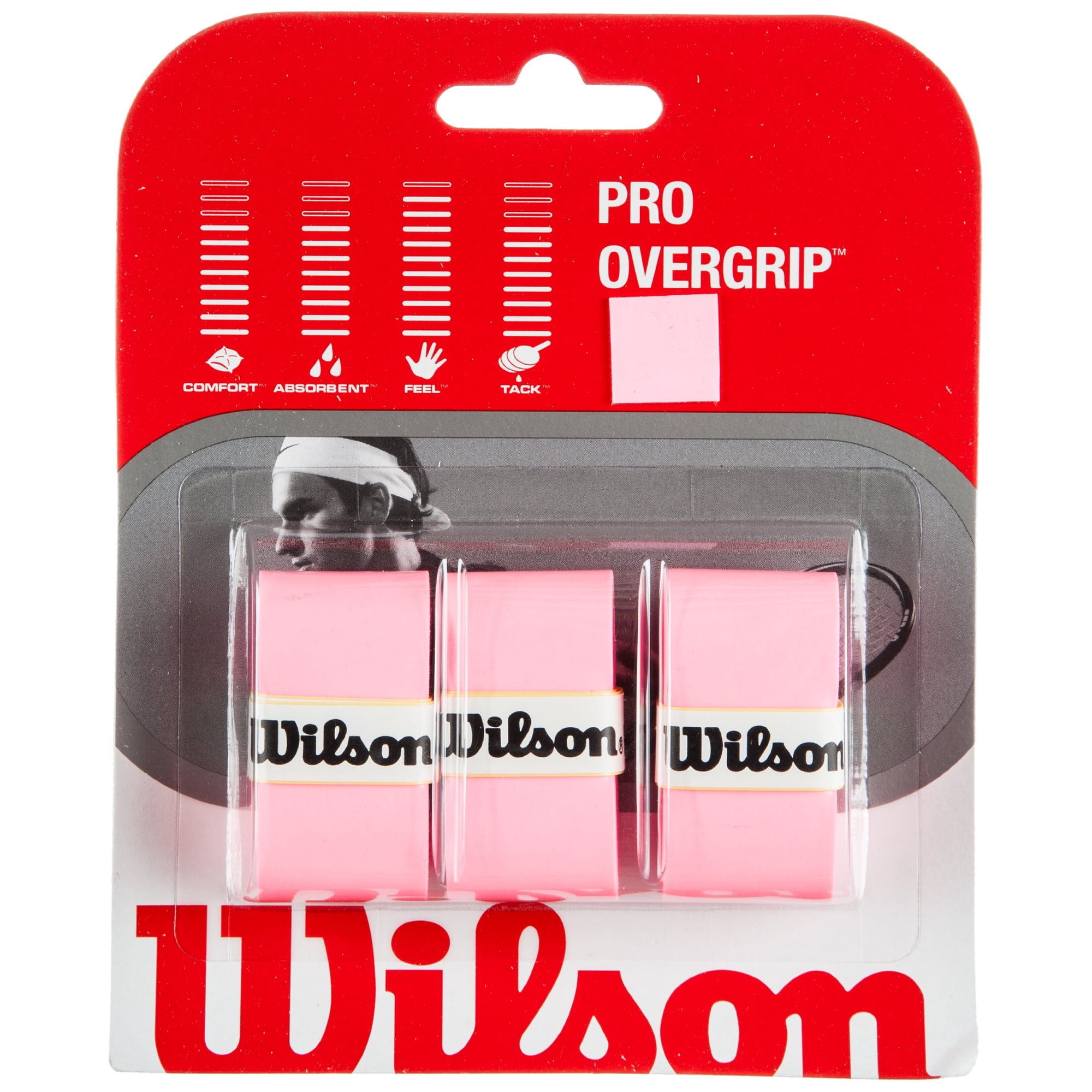 Overgrip Wilson Pro Optic, Color Rosa, 0,6 Mm De Grosor, Roger Federer