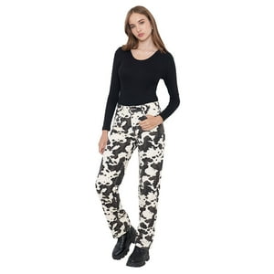 Pantalón Mujer Straight Fit Print Cow Blanco Corona