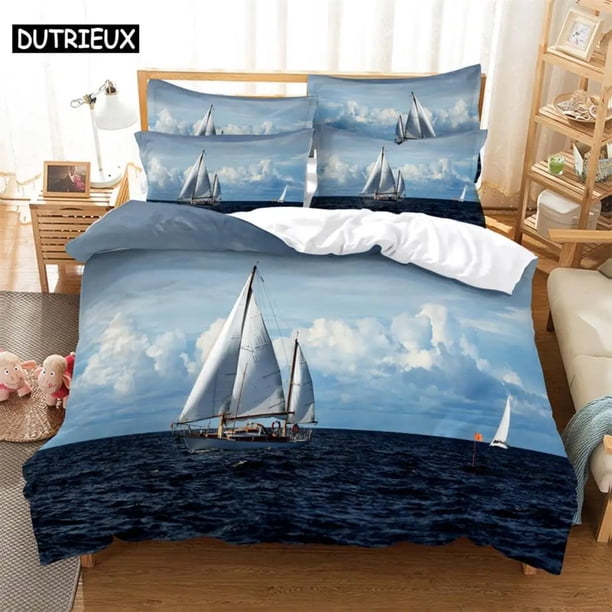 Sailboat Bedding Set Duvet Cover Set Bedding Digital Printing Bed Linen Bedding Set Fashion Design