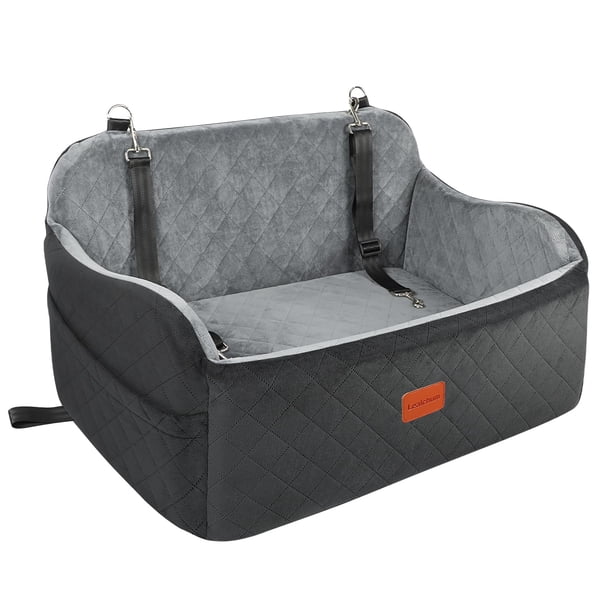 Silla de coche para perros Lealchum de hasta 25 kg para 2 perros pequeños, color negro y gris