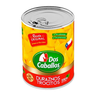 Duraznos En Trocitos Drenado 340 G - Neto 590 G Dos Caballos