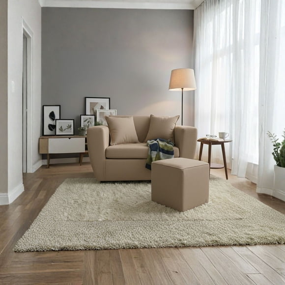 Sofa Kansas 2C+1 Pouf Tela Tela Beige