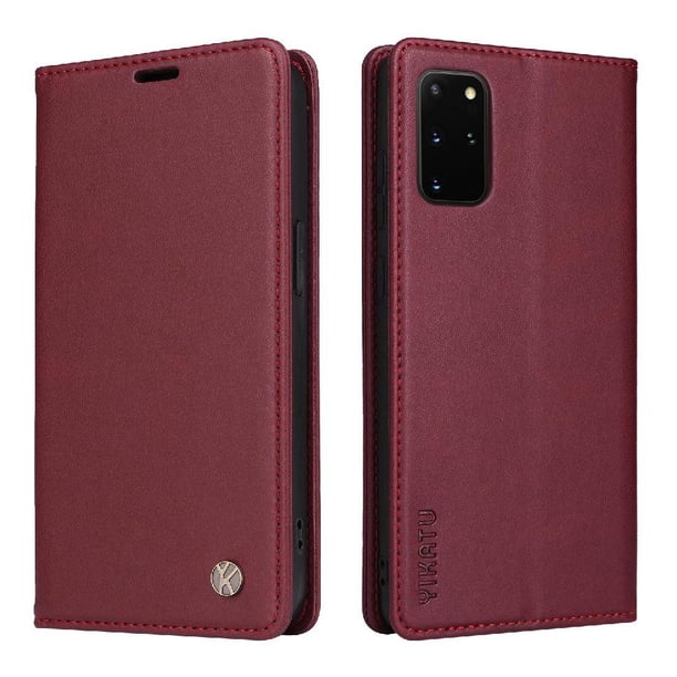 Funda Billetera de Cuero para Samsung Galaxy S20 con Tarjetero y Soporte - Tapa Magnética Rojo