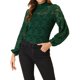 thumbnail image 1 of INSPIRE CHIC Blusa de Encaje Floral para Mujer con Cuello Alto, Mangas Largas Abullonadas y Transparente M Verde Oscuro, 1 of 5