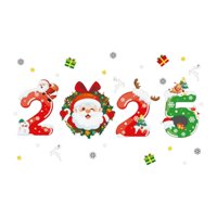 Bothyi - Pegatina Para Ventana Navideña De Papá Noel, Copo De Nieve Festivo, Papá Noel, Reno, Calcomanía A