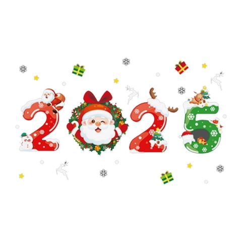 Bothyi - Pegatina Para Ventana Navideña De Papá Noel, Copo De Nieve Festivo, Papá Noel, Reno, Calcomanía A