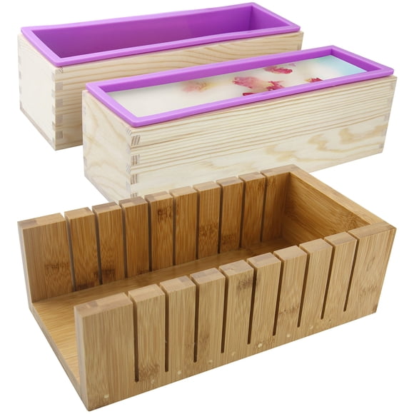 Set de Moldes para Jabón MDPQT de Silicona 2 piezas con Cortador de Bambú