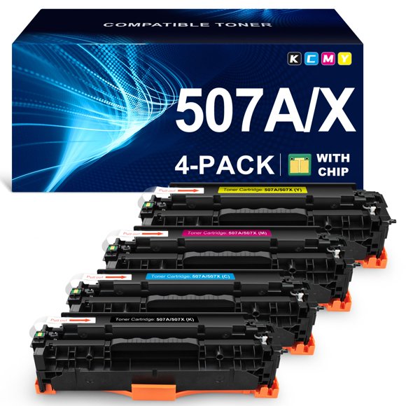 Cartucho de tóner compatible ALLWORK para HP 507X 507A CE400A CE400X CE401X CE402X CE403X para impresoras HP LaserJet Enterprise M570dn M551dn M551n M575dn M551xh M570dw (KCMY, paquete de 4)