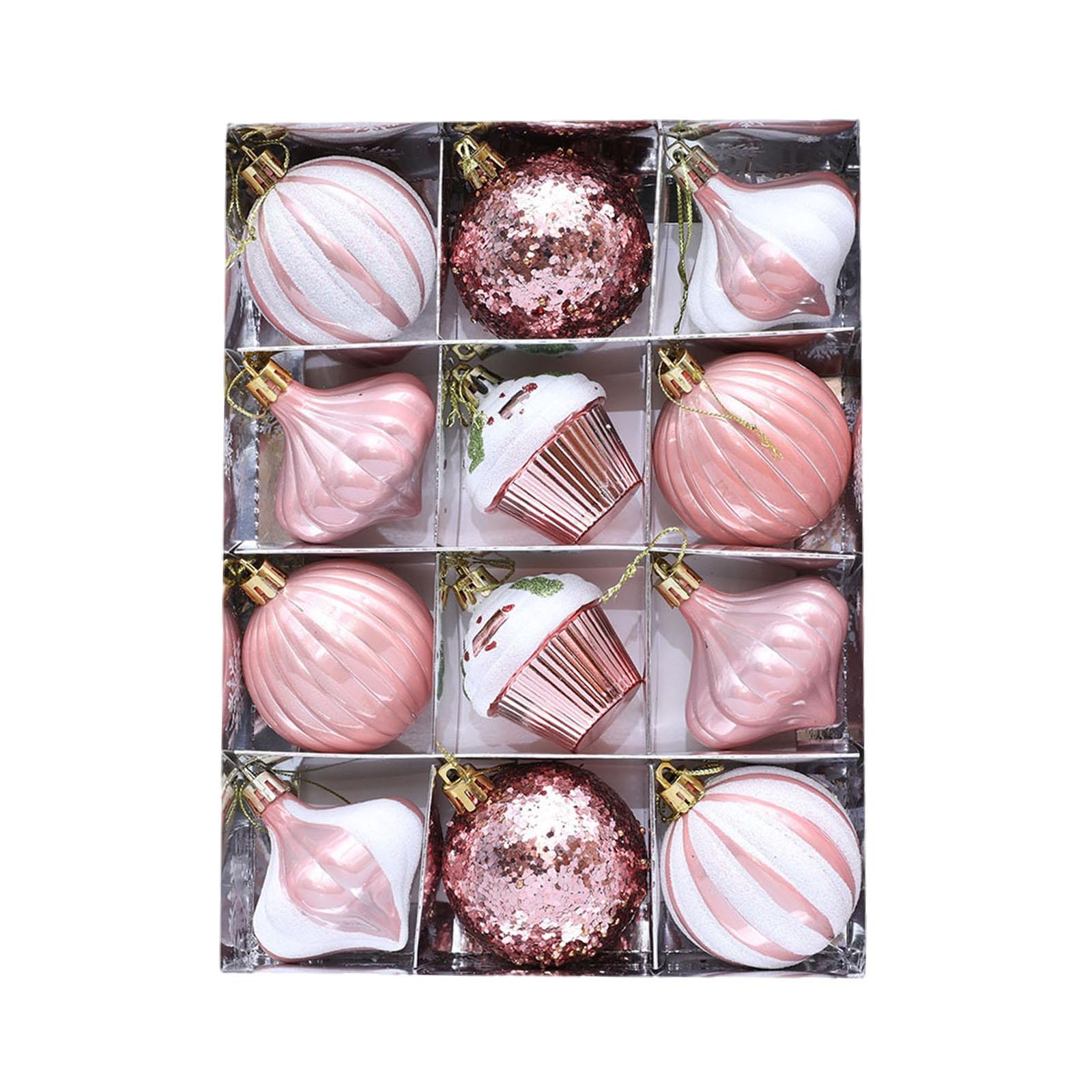 Magideal - 12 Adornos Navideños, Adornos Para Árboles De Navidad, Bolas Para Árboles De Navidad, Decoración Del Hogar, Para Colgar En Las Celebraciones Navideñas Rosa Roja