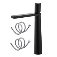 Magideal - Grifo De Baño Grifo Para Recipiente De Lavabo Grifo De Agua Con Núcleo De Cerámica Moderno Control De Frío Y Calor De Una Sola Manija Para Fregadero D Negro Largo