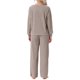 thumbnail image 3 of INSPIRE CHIC Conjuntos de pijamas de punto acanalado para mujer 2 piezas, parte superior de manga larga y pantalones, ropa de dormir, pijamas, ropa de estar en casa M Camel, 3 of 5