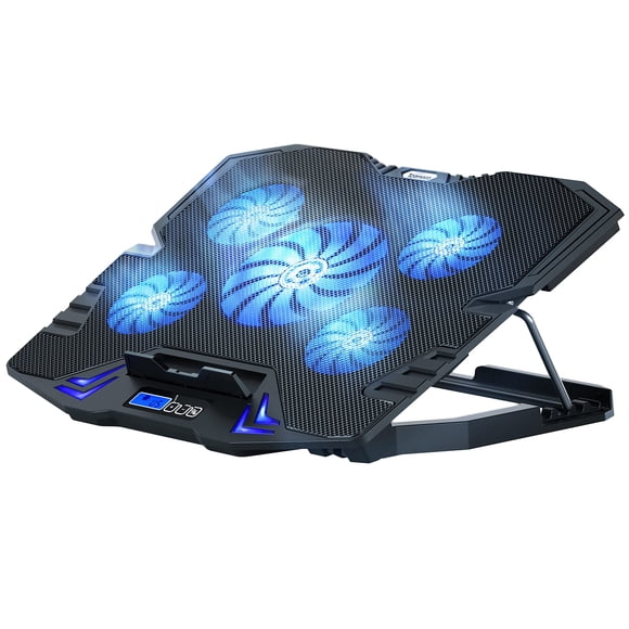 Enfriador para portátil TopMate C5 de 12 a 15,6 pulgadas con 5 ventiladores y pantalla LCD