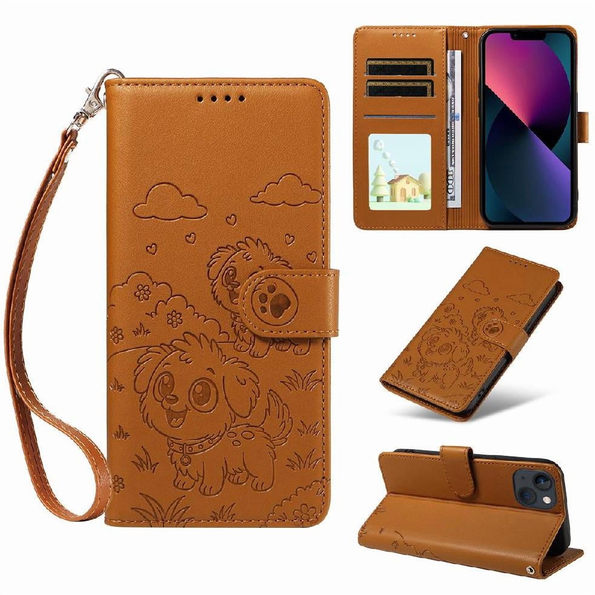 Funda Billetera Foxdock Compatible Con Iphone 13, Diseño Perrito Tierno, Ranuras Para Tarjetas Y Soporte Plegable
