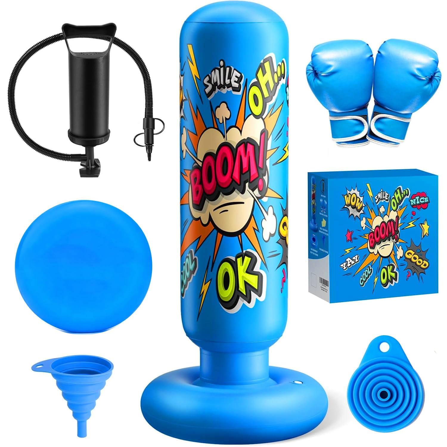 Saco De Boxeo Inflable Nocnpsw Para Niños De 3 A 12 Años Con Guantes De Boxeo