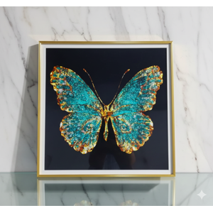 Decostilo - Cuadro Mariposa Turquesa Dorada 60X60Cm