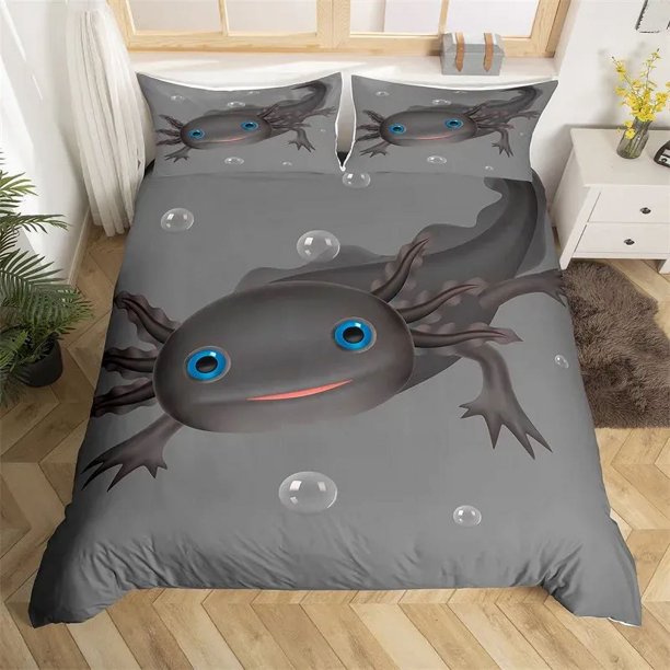 Galaxy Duvet Cover Twin King Cute Axolotl Bedding Set Cartoon Salamander Comfortable Cover Polyester Ocean Sealife Bedspread Cover