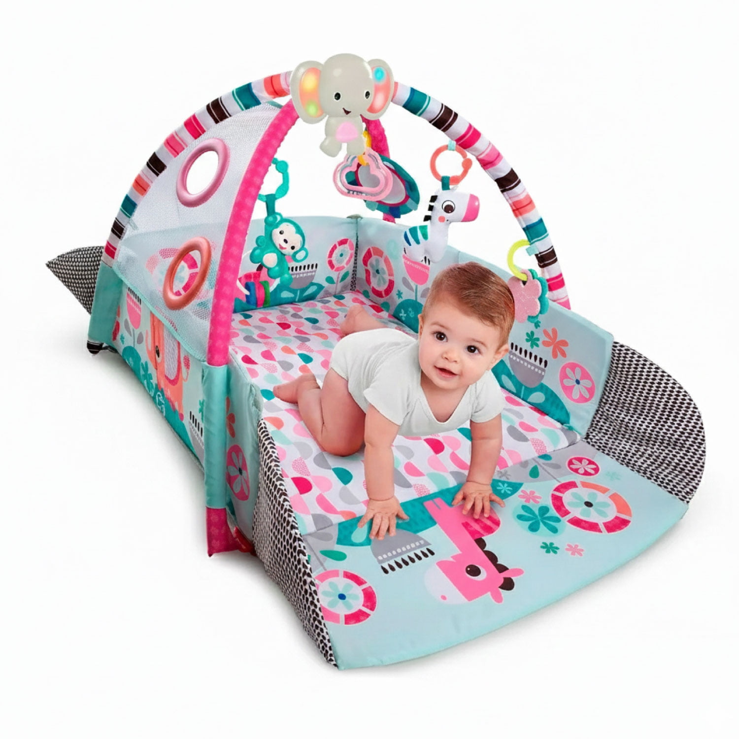 Mundo Online - Gimnasio Cuna Alfombra De Actividades Acolchada 6 En 1 Rosado