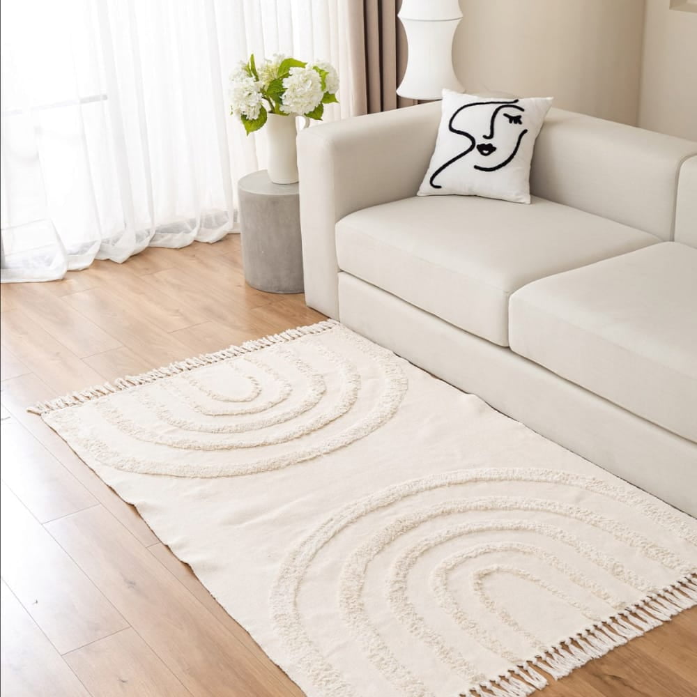 Wyj Hogar - Alfombra Estilo Nórdico Bohemio Con Flecos 120x180 Cm