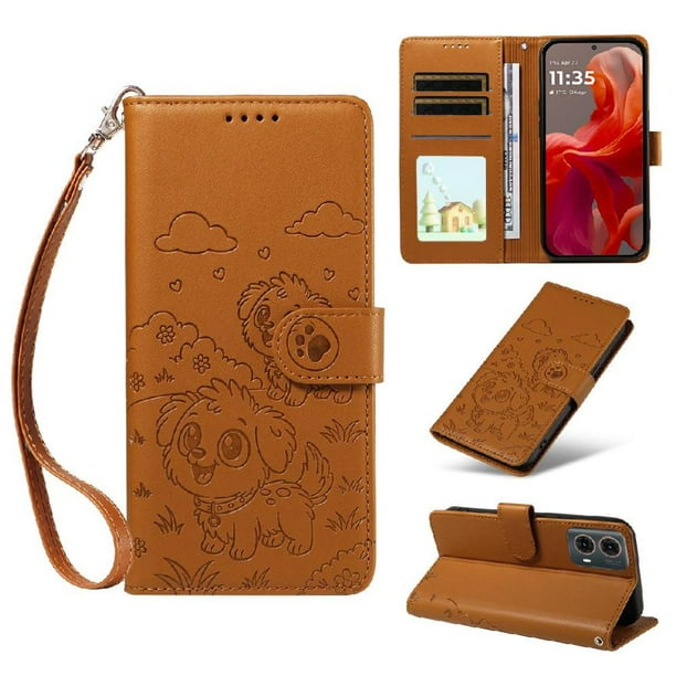 Funda Billetera FOXDOCK Compatible con Motorola Moto G96, Diseño Perrito Tierno, Ranuras para Tarjetas y Soporte Plegable