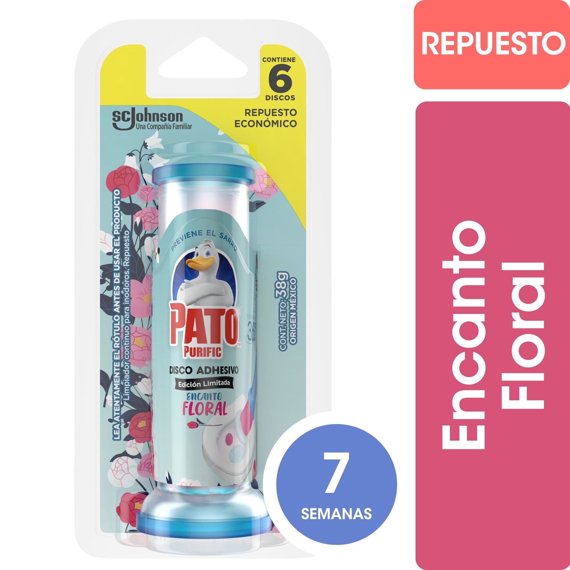 Limpiador Inodoro Gel Discos Adhesivos Encanto Floral Repuesto Blister 38 ml Pato Purific