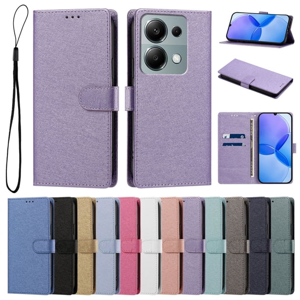 Cartera para Xiaomi Poco M6 Pro 4G con Soporte y Correa, Lila