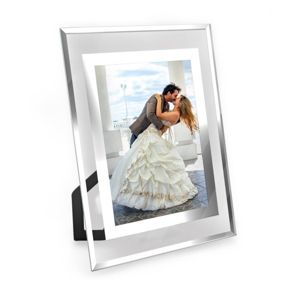 Picture Frames Komimaci - Marco de fotos de cristal (4 x 6 pulgadas), acabado plateado