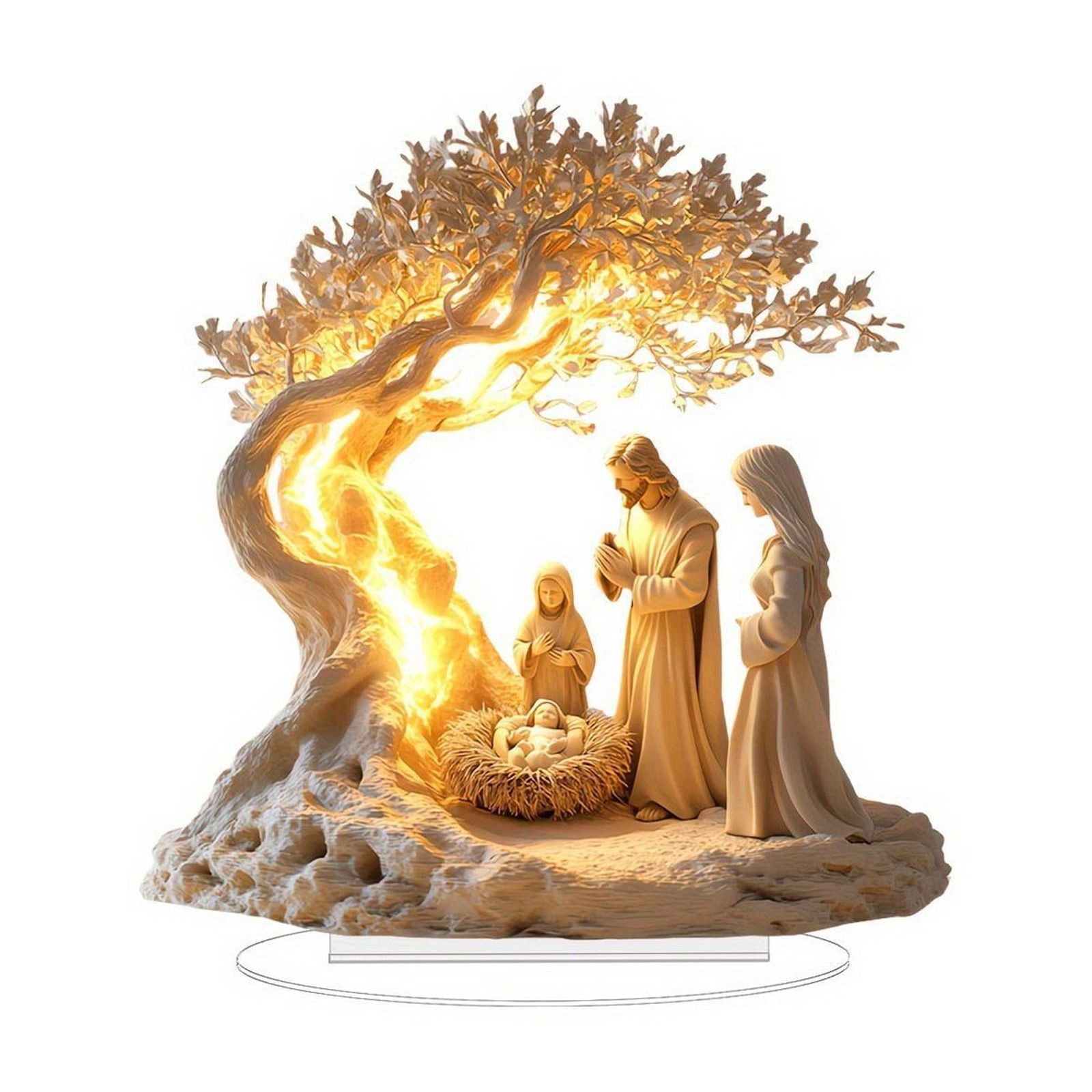 Magideal - Estatua Navideña, Estatuilla Del Nacimiento De Jesús Para Decoración Del Hogar, Escultura Acrílica Coleccionable, Adorno Para Sala De Estar, Pasillo,