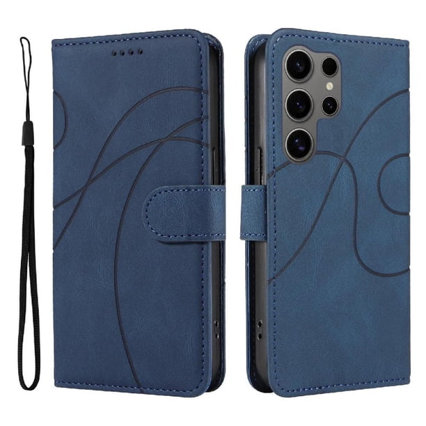 Funda tipo cartera con tapa para Samsung Galaxy S25 Ultra con tarjetero, soporte y cubierta magnética Azul