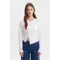 Fashionspark - Polera Mujer Corte Diagonal Blanco