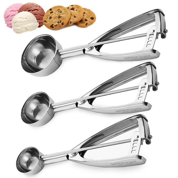 Juego de cucharas para galletas de acero inoxidable con azafrán y salvia, 1, 2 y 4 cucharadas