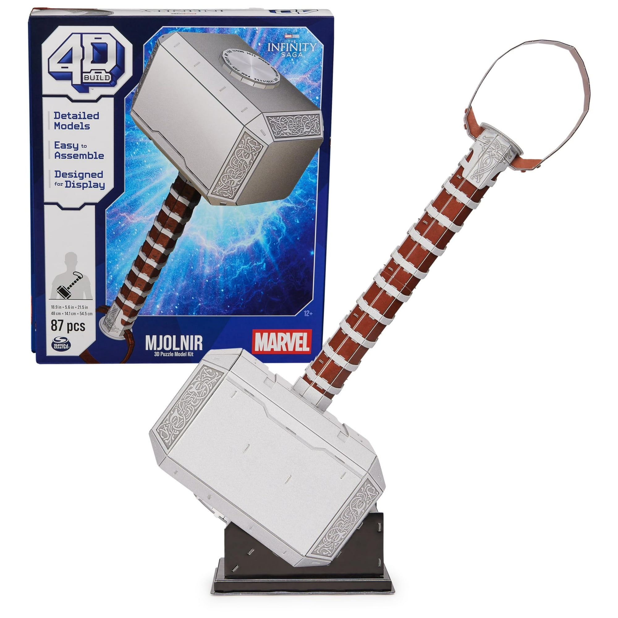 4d Build - Kit De Maquetas De Rompecabezas 3d, Construcción En 4d, Marvel Mjolnir Thor Hammer, 87 Piezas