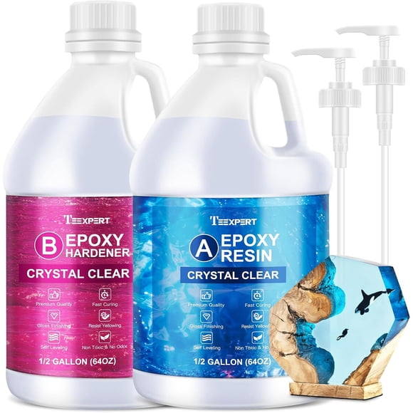 Teexpert Crystal Clear Epoxy Resin Kit 1 Gallon BubblesF