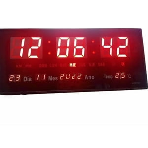 Tomasstore - Reloj Mural Led Digital Temperatura Y Alarma 47Cm X 23Cm