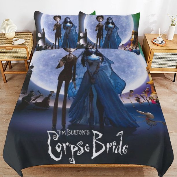 Corpse Bride Duvet Cover Set 3 Piece Bedding Set Double Sided Printing Decorative Comforter Cover Set