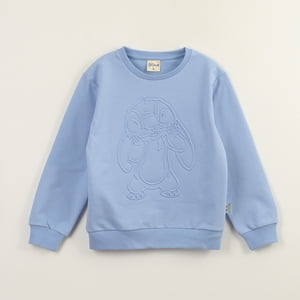 Poleron Cerrado Niña Lilo & Stitch Relieve Morado Disney