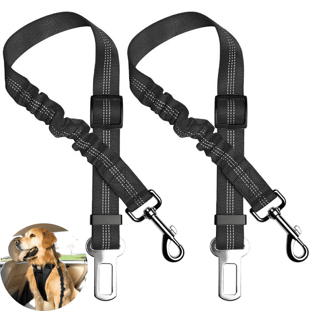 Cinturón de seguridad para perros, 2 paquetes, ajustable, elástico y duradero, de nailon reflectante, para perros pequeños, medianos y grandes, para uso diario y de viaje.