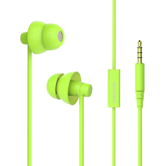 Auriculares MAXROCK Total Soft Silicon con micrófono jack de 3,5 mm, color verde