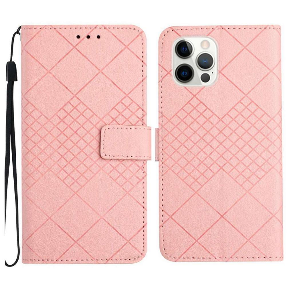 Foxdock - Funda Tipo Cartera Para Iphone 14 Pro Max Con Soporte Y Correa, Interior Tpu Antirrayas Rosa