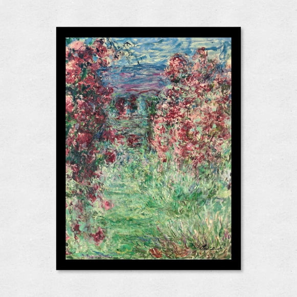 Cuadro Decorativo 35x45 Paisaje Casa entre Rosas Monet