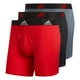 thumbnail image 1 of Calzoncillos tipo bóxer adidas para hombre, paquete de 3 unidades, rojo escarlata/negro/gris ónix, 1 of 3