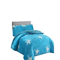 Genérico - Set Cobertor De Invierno Plush 1.5 Plaza 180X200Cm Celeste