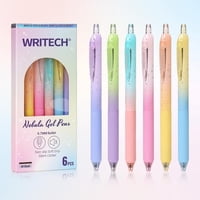 Bolígrafos De Gel Writech Nebula, 0,7 Mm, Tinta Negra Retráctil, 6 Quilates