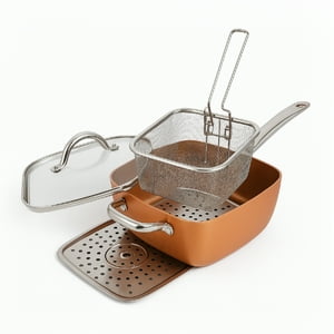 Sartén Cuadrado Antiadherente Cerámico Con Olla Cobre Bfresh