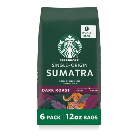 Granos De Café Starbucks Dark Roast Sumatra, 6 Bolsas De 355 Ml