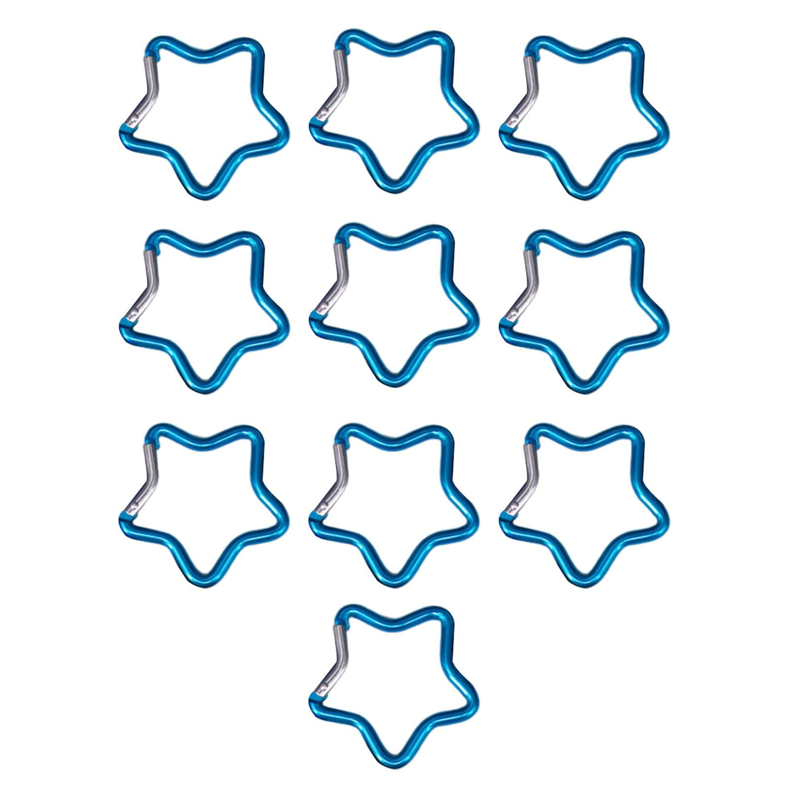 Magideal - 10 Piezas De Mosquetón En Forma De Estrella De , Clips Para Llavero, Liberación Rápida, Resistente Para Senderismo, Hogar, Viajes, Pesca, , Azul Claro