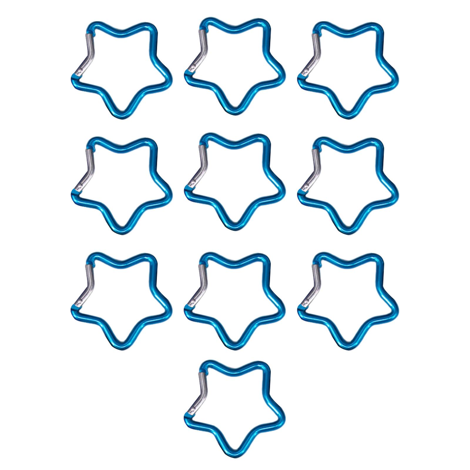 Magideal - 10 Piezas De Mosquetón En Forma De Estrella De , Clips Para Llavero, Liberación Rápida, Resistente Para Senderismo, Hogar, Viajes, Pesca, , Azul Claro