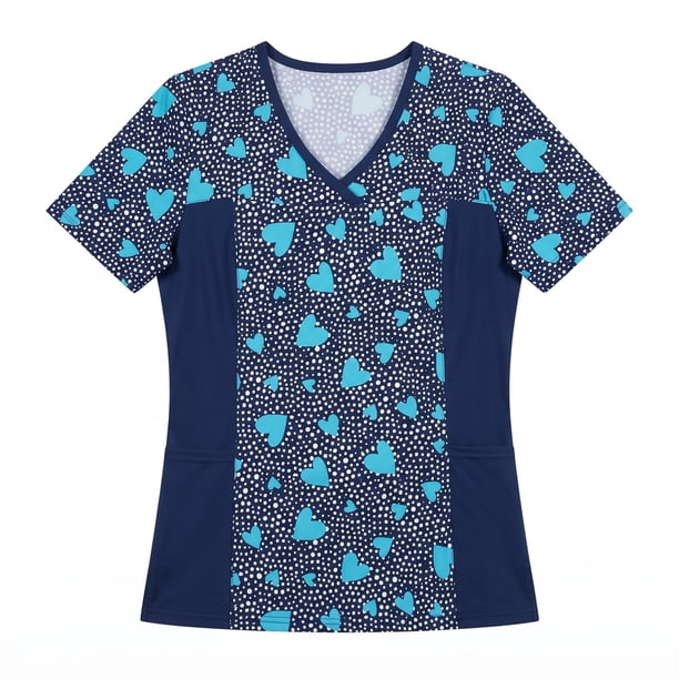 Delantal Mujer tela elasticada estampada. Combina con Azul Marino