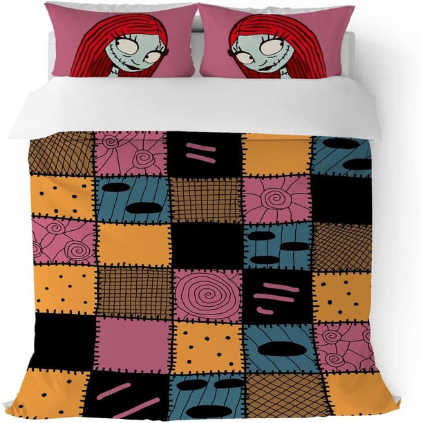 Nightmare Christmas Duvet Cover Quenn Size Set Her Jack His Sally Bedding Set 3 Pieces Soft Microfiber Quilt Cover