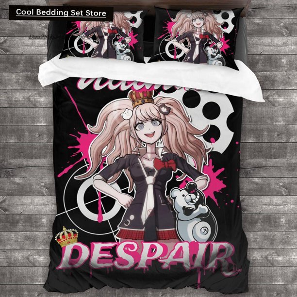 x1838 Bed Sheets Cartoons Danganronpa Monokuma Bedding Set Twin Full Size Bed Set Adult Kid Bedroom Duvet cover Sets 3-Piece Bedding Set (1 Duvet Cover + 2 Pillow Shams) nj1838